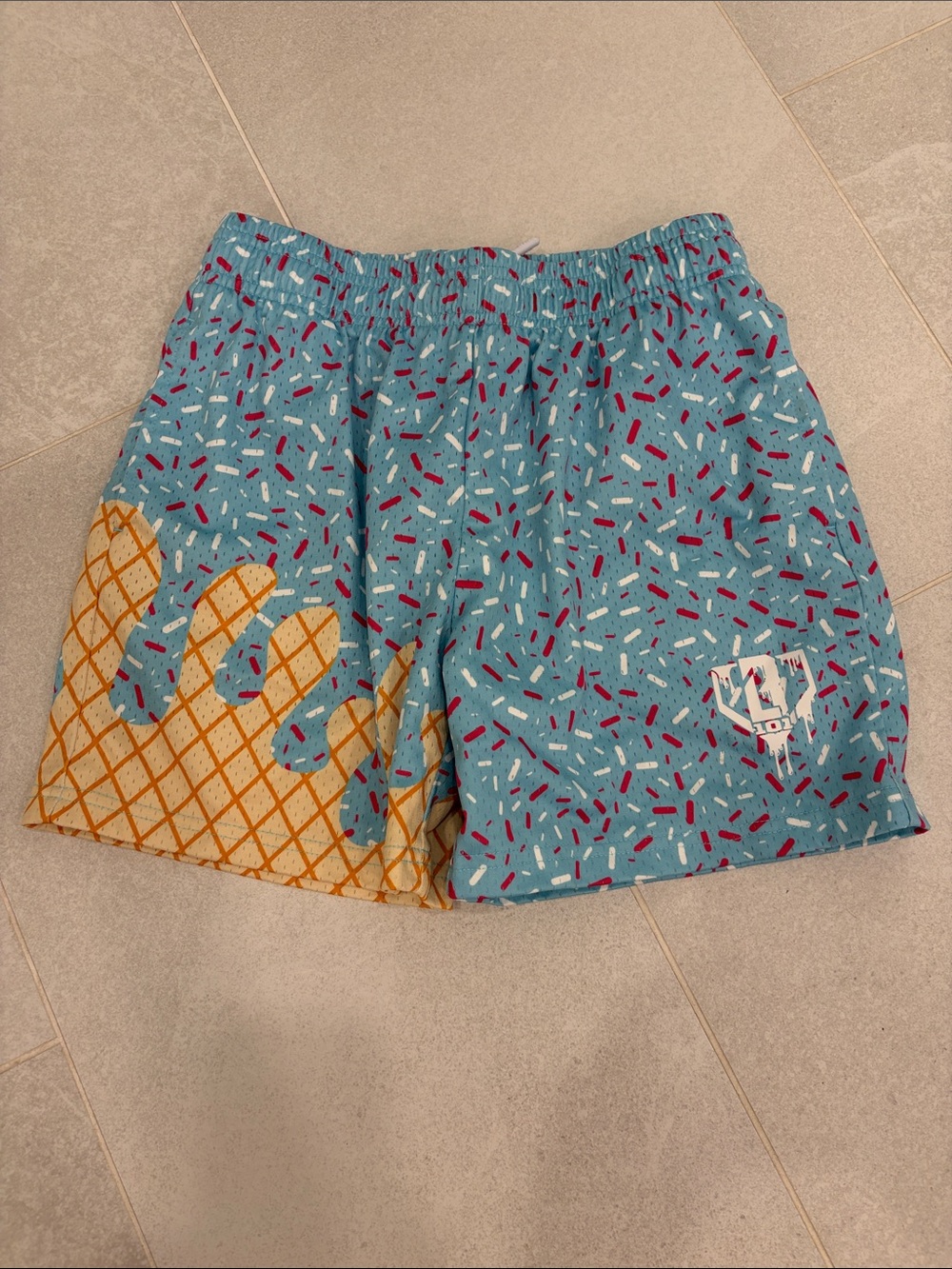 Baseball 101 Kids Blue Sprinkle & Yellow Cone Print Shorts
